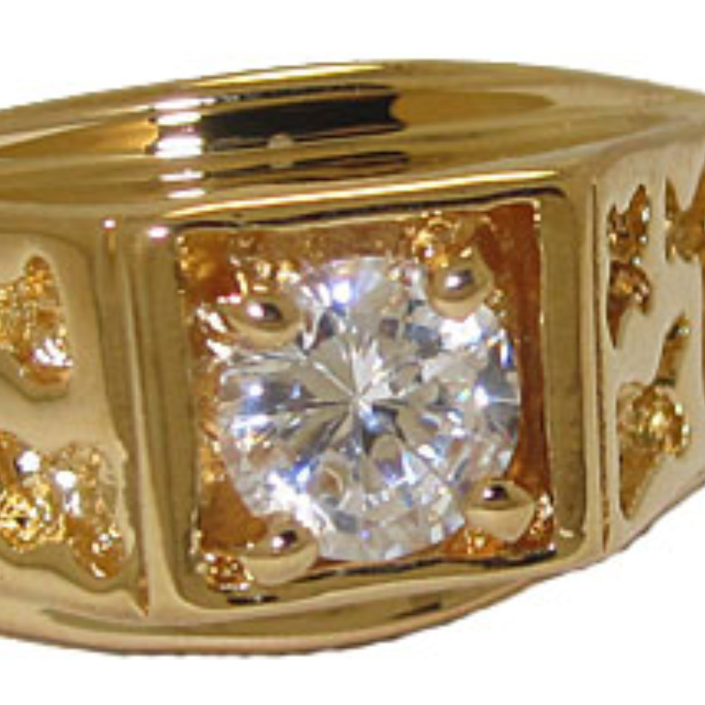 Men's High Quality Cubic Zirconia Ring 14kt yellow gold Us made 7 9 1012 NWT